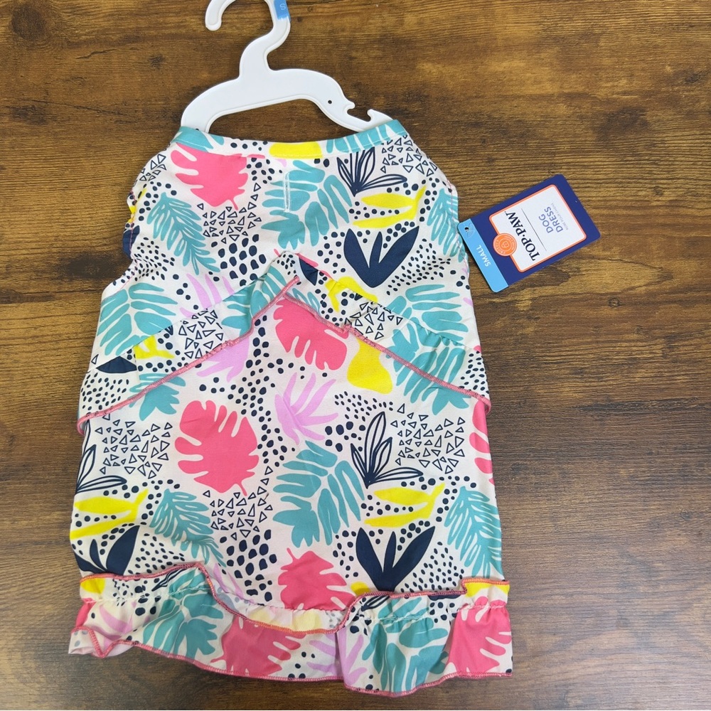 Top Paw Size Small Dog Dress “Floral Trapeze Dress” Multicolored